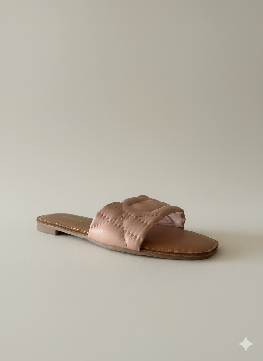 Sandalia Plana Acolchada Rosa