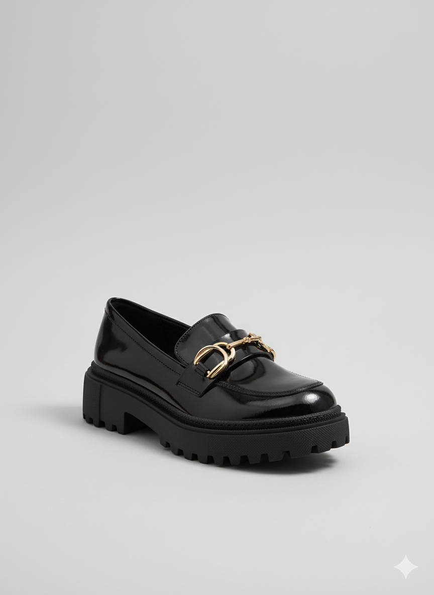 🖤 Mocasín de Plataforma Charol Negro 🖤