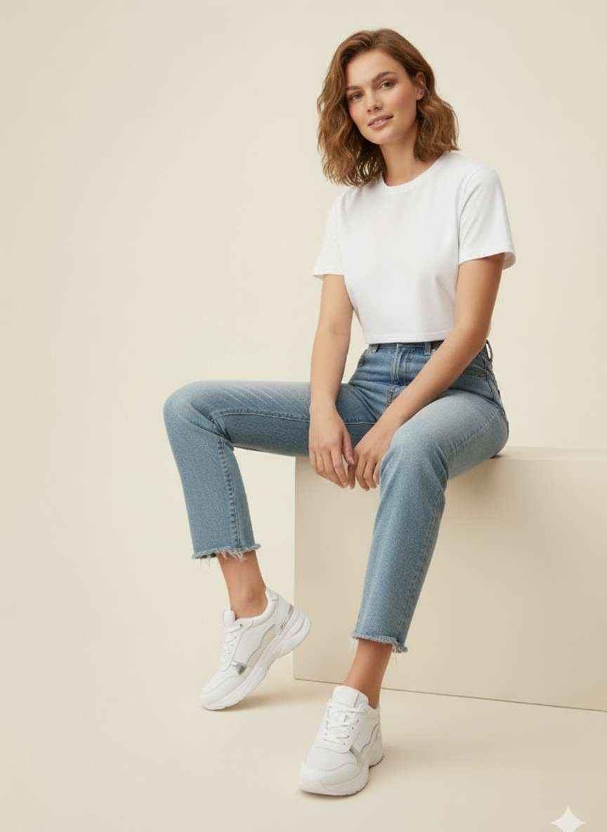 Zapatillas Blancas y Rosas con Detalle Metálico